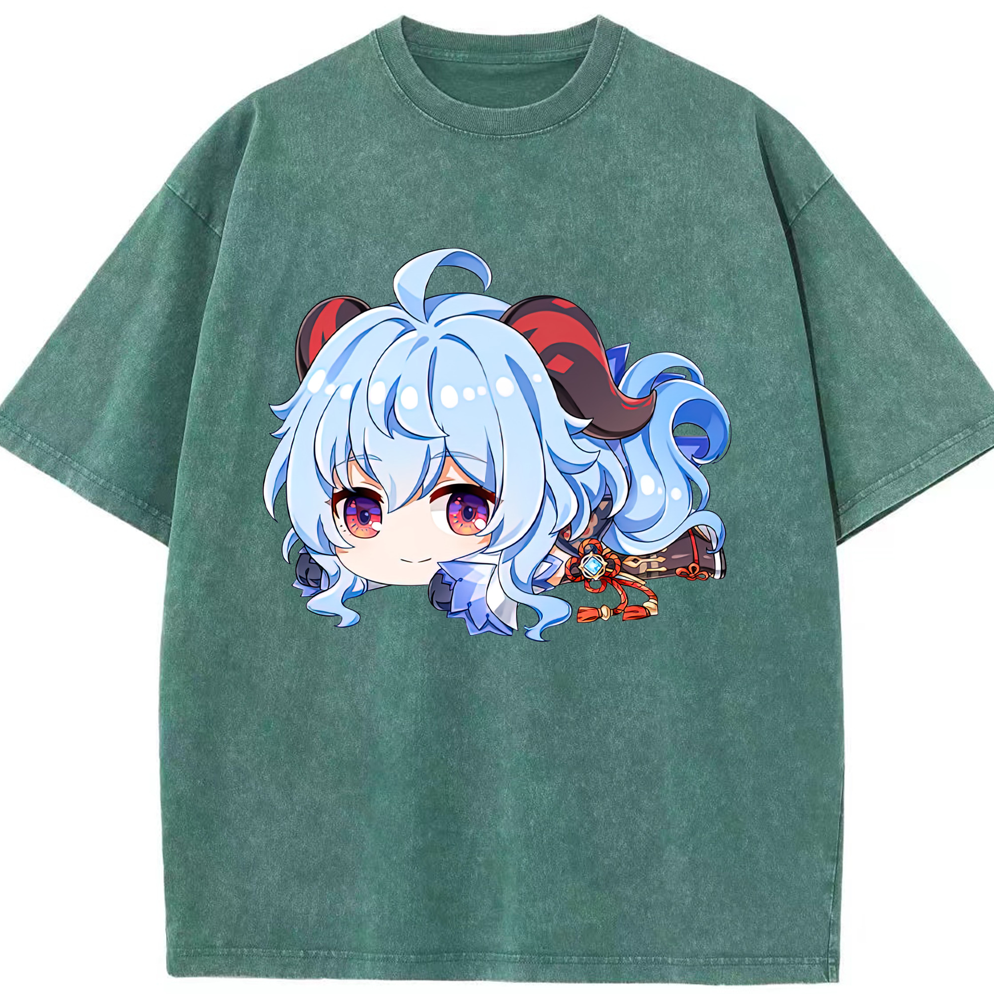 げんし神 甘雨 かんう genshin Ganyu 綿100% ヴィンテージ風 半袖Tシャツ（フロントプリント）